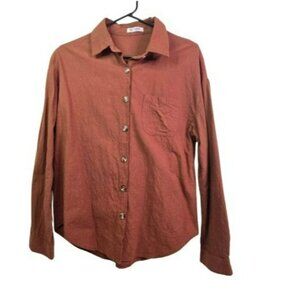 Hotouch Rust Brown 100% Cotton Shirt Utility Minimalist Normcore Womens Size S
